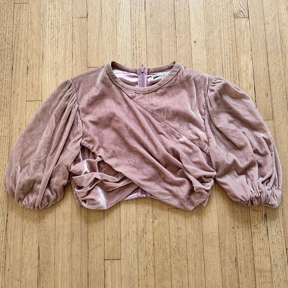 Atoir Pink Velvet Crop Wrap Top Size 2 (XS) NWOT No Retreat - Picture 3 of 8